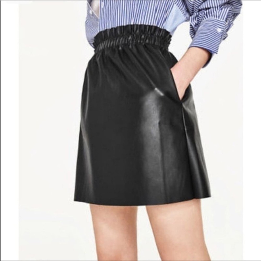 Zara Knitwear Collection Faux Grey Leather Mini Size Small NWOT